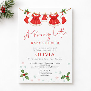 Invitation Ligne de Vêtements Joyeux Petit Noël Baby Shower