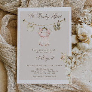 Invitation Ligne de vêtements pour bébé fille en herbe de Pam