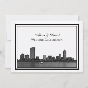Invitation Ligne d'horizon de Boston Gravée Cadre H Mariage