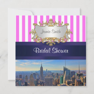 Invitation Ligne d'horizon de NYC B2 Rose Rayure Blanche Lava