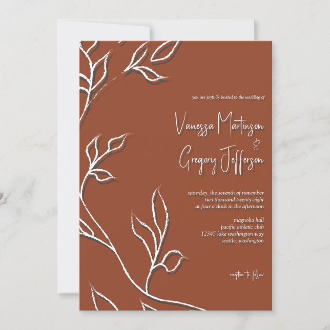 Invitation Ligne Modera Terracotta Art Feuilles & Ombres Invi (Devant)