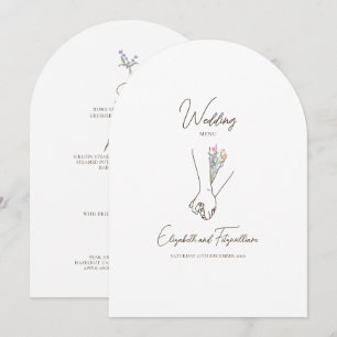 Invitation Ligne romantique Couple Art Holding Mains Fleur Me