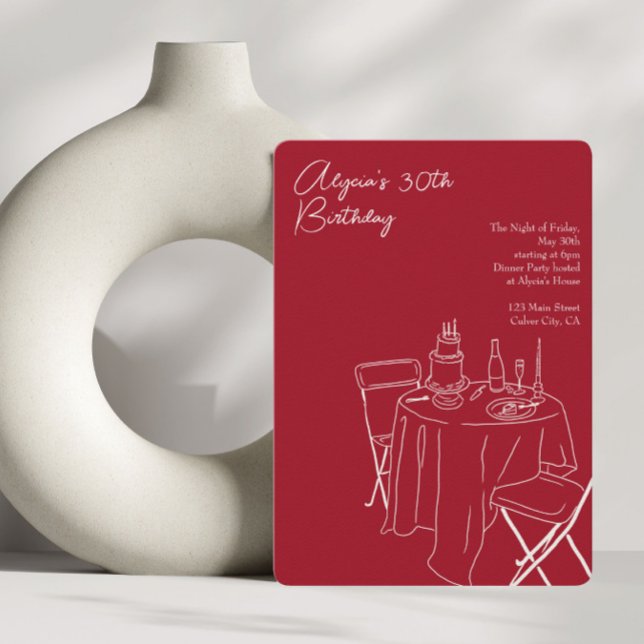 Invitation ligne rouge dessin 30e anniversaire (Créateur téléchargé)