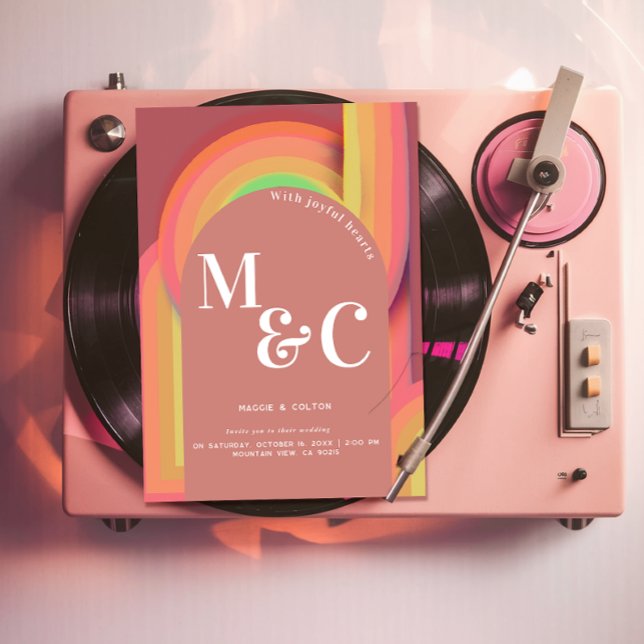 Invitation Lignes courbes rétro super seventies (Créateur téléchargé)