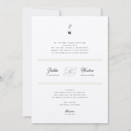 Invitation Lignes de barres classiques Double Monogramme Mari