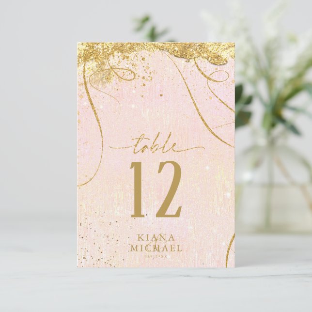 Invitation Lignes fines Gold Abstrait Mariage Blush ID867 (Debout devant)