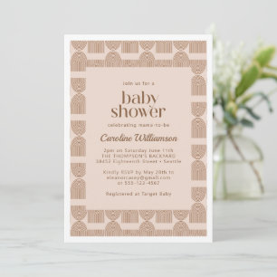 Invitation Lignes géométriques boho terracotta Baby Shower 