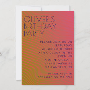 Invitation Lignes parallèles de couleurs chaudes pour un anni