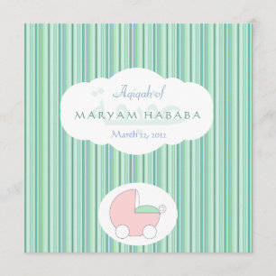 Invitation Lignes Vertes islamiques d'Aqeeqah de naissance de