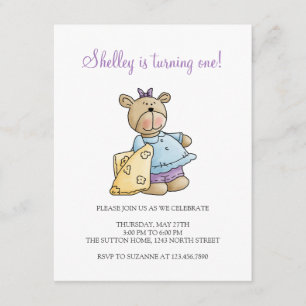 Invitation Lil' Bears ・ Baby Girl Yellow Blanket