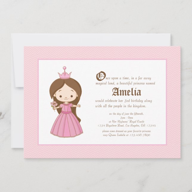 Invitation Li'l Brunette Princess Royal Anniversaire Invitati (Devant)