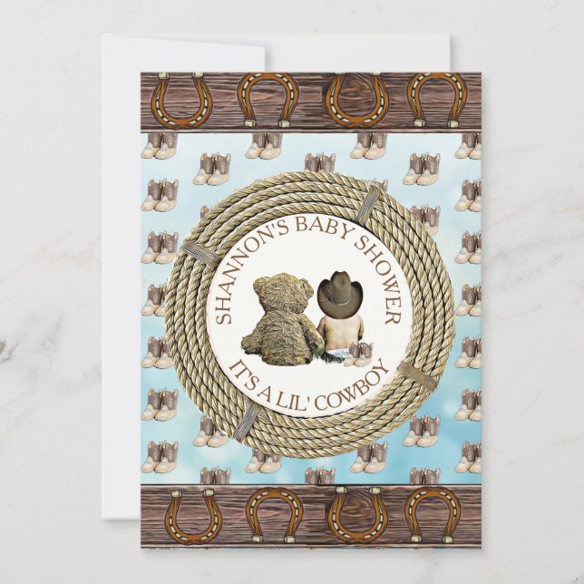 Invitation Lil' Cowboy Pays et Baby shower de l'Ouest (Devant)