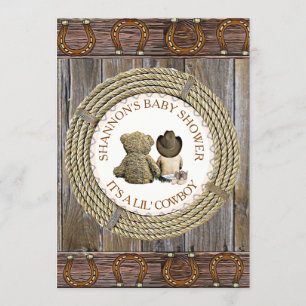 Invitation Lil' Cowboy Pays et Baby shower occidental