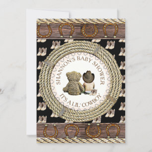 Invitation Lil' Cowboy Rustic Country et Western Baby shower