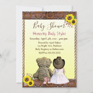Invitation Lil' Cowgirl et Teddy Bear   BABY SHOWER