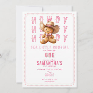 Invitation Lil Cowgirl Gingerbread Noël N'importe quel âge An