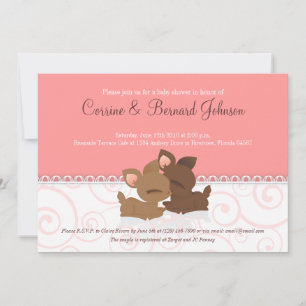 Invitation Lil Deerie Twins Rose & Blanc