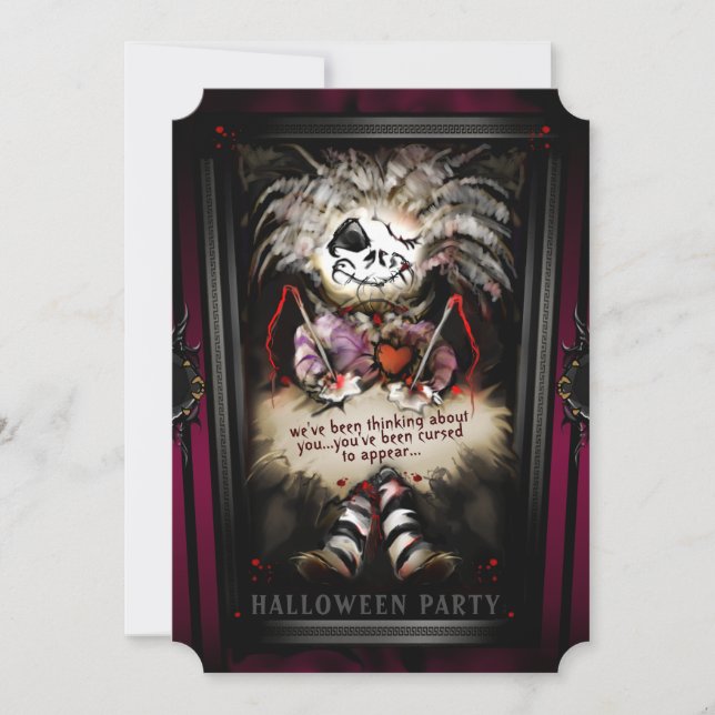 Invitation Lil Girl Voodoo Poupée Halloween Fête Famille Invi (Devant)