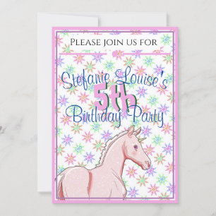 Invitation Lil Palomino Unicorn Anniversaire (rose/violet)
