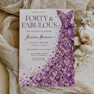 Invitation Lila violet Quarante et merveilleuse 40e anniversa