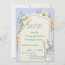 Invitation Lilac And White Wildflowers Geometric RSVP Card