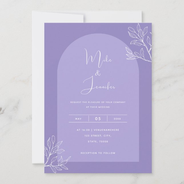 Invitation Lilac Arch Botanique Lavande Boho QR Code Moderne (Devant)