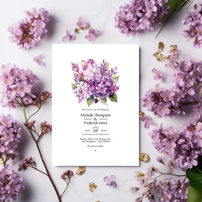 Invitation Lilac au Mariage d'été floral de raisin (Créateur téléchargé)