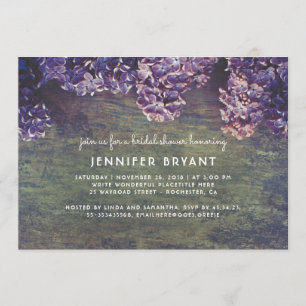 Invitation Lilac Blossoms Rustic Wood Spring Fête des mariées