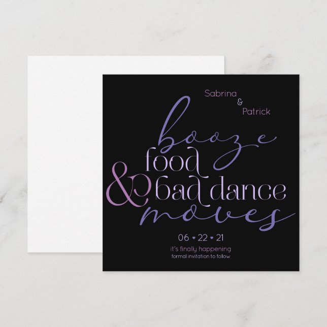 Invitation Lilac Booze nourriture Mauvaise danse déménage Enr (Devant / Derrière)