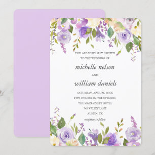 Invitation Lilac   Chic Lavender Aquarelle Mariage Floral