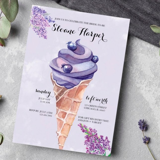 Invitation Lilac Crème de glace Social Bridal Showeuse Invita (Créateur téléchargé)