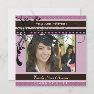 Invitation Lilac Dots & Swirls Senior Pictures Classe de 2011