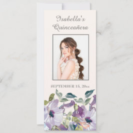 Invitation Lilac Dusty Blue Floral Quinceañera Signet