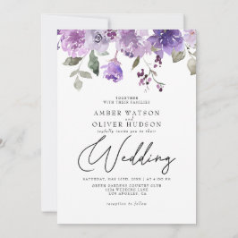 Invitation Lilac Dusty Purple Mauve Floral Jardin Mariage