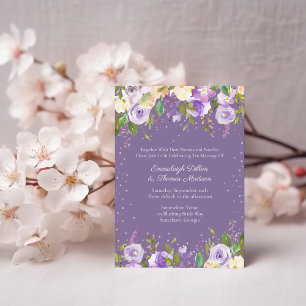 Invitation Lilac et Lavender Purple Passion Roses Mariage