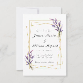 Invitation Lilac et or sauvent les dates