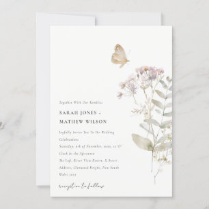 Invitation Lilac Fleur sauvage Fern Botanique Aquarelle Maria