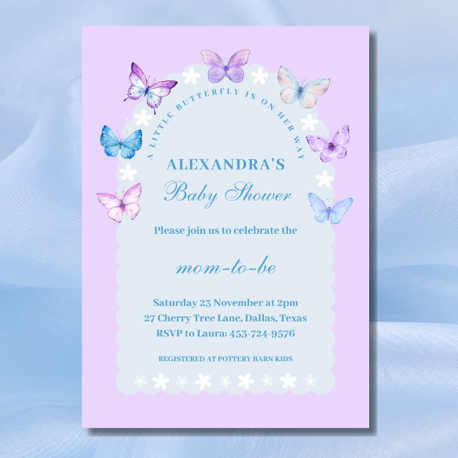 Invitation Lilac Floral Boho Un petit Baby shower papillon (Créateur téléchargé)