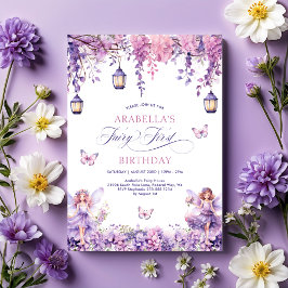 Invitation Lilac Floral Fairy Première fête d'anniversaire