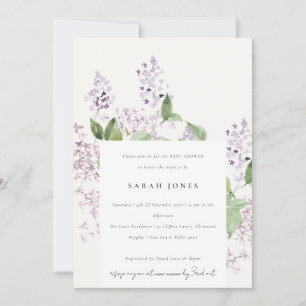 Invitation Lilac Floral Wreath Cottage Baby shower de jardin