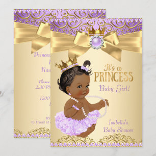 Invitation Lilac Gold Ballerina Princess Fille Shower Ethniqu