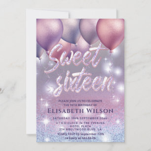 Invitation Lilac lavande scintillant à l'ombre ballon dans