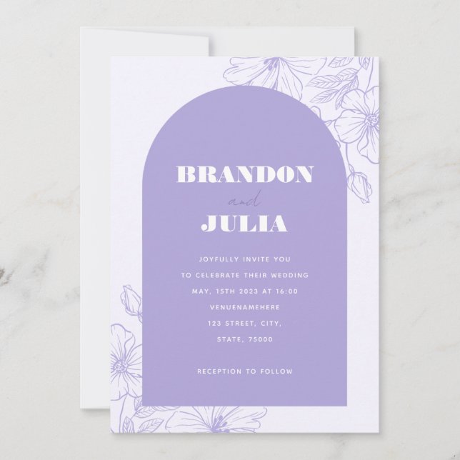 Invitation Lilac Lavender Boho Arch Floral Botanal QR Code (Devant)