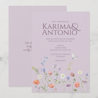 Invitation Lilac Lavender Whimsy Fleur sauvage