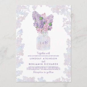 Invitation Lilac Mason Jar   Aquarelle florale Mariage rustiq