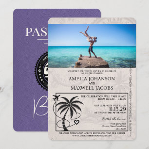 Invitation Lilac Purple Bahamas Passport Mariage