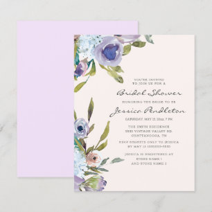 Invitation Lilac Purple Dusty Blue Floral Fête des mariées