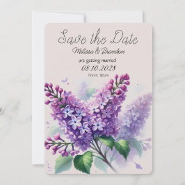 Invitation Lilac Purple Floral Mariage rustique Enregistrer l