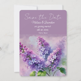 Invitation Lilac Purple Floral Mariage rustique Enregistrer l