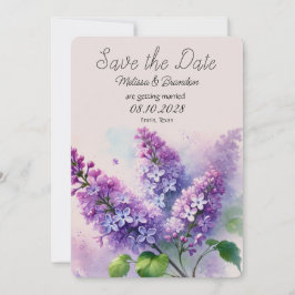 Invitation Lilac Purple Floral Mariage rustique Enregistrer l
